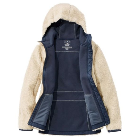 NEW L.L. Bean Women's Mountain Pile Fleece Hoodie in Natural Size M#2245 - Picture 5 of 10